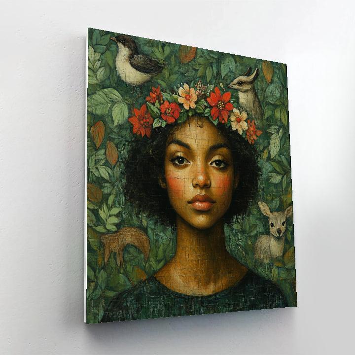Frida Kahlo Inspired Symbolic Self Portrait With Flowers painting number kit