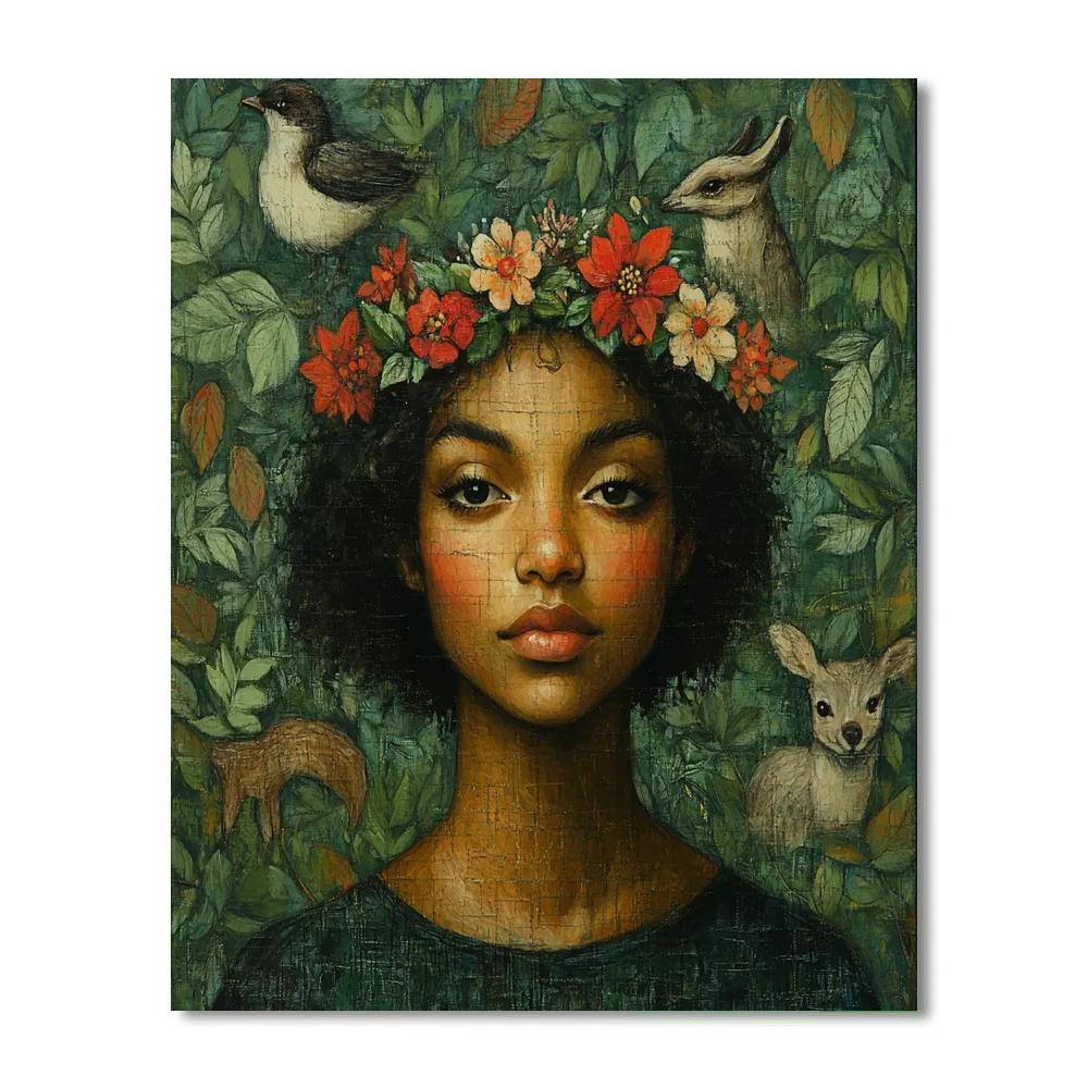 Frida Kahlo Inspired Symbolic Self Portrait With Flowers painting number kit