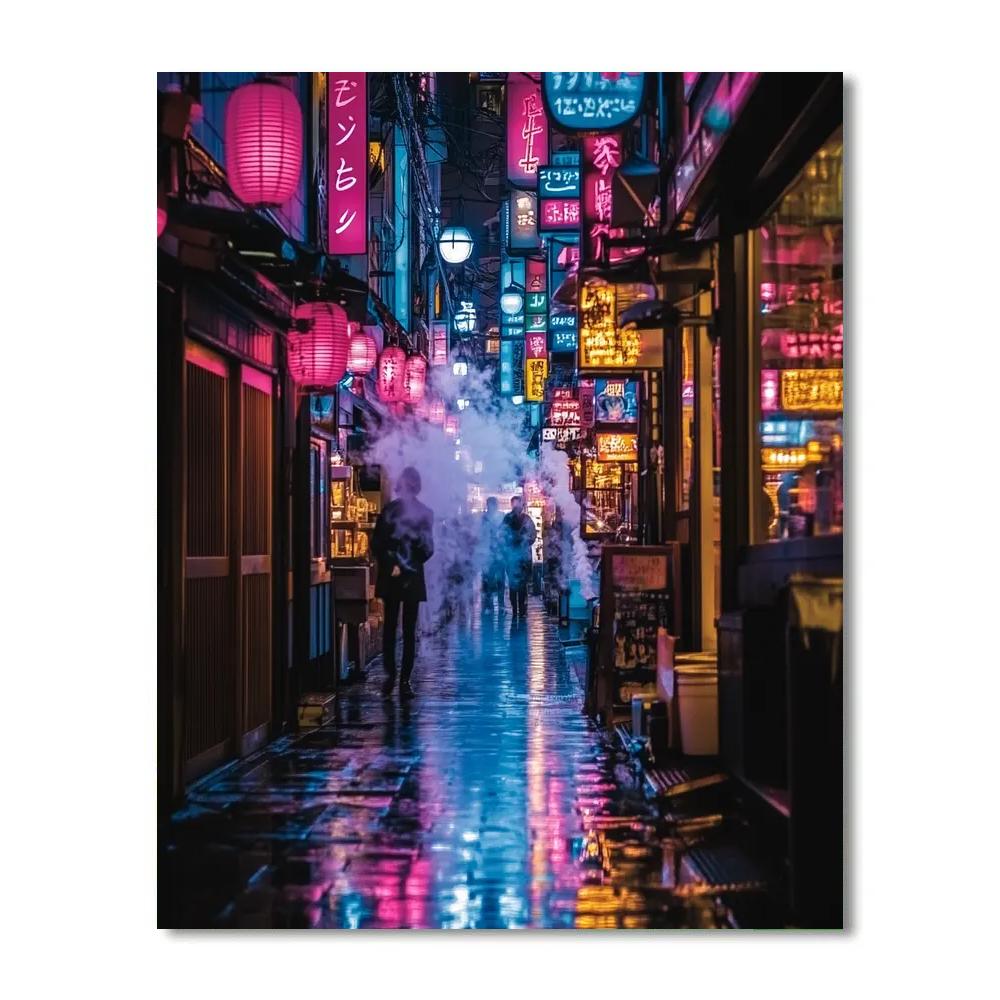 Neon Alley In Shinjuku Tokyo Japan paint by color