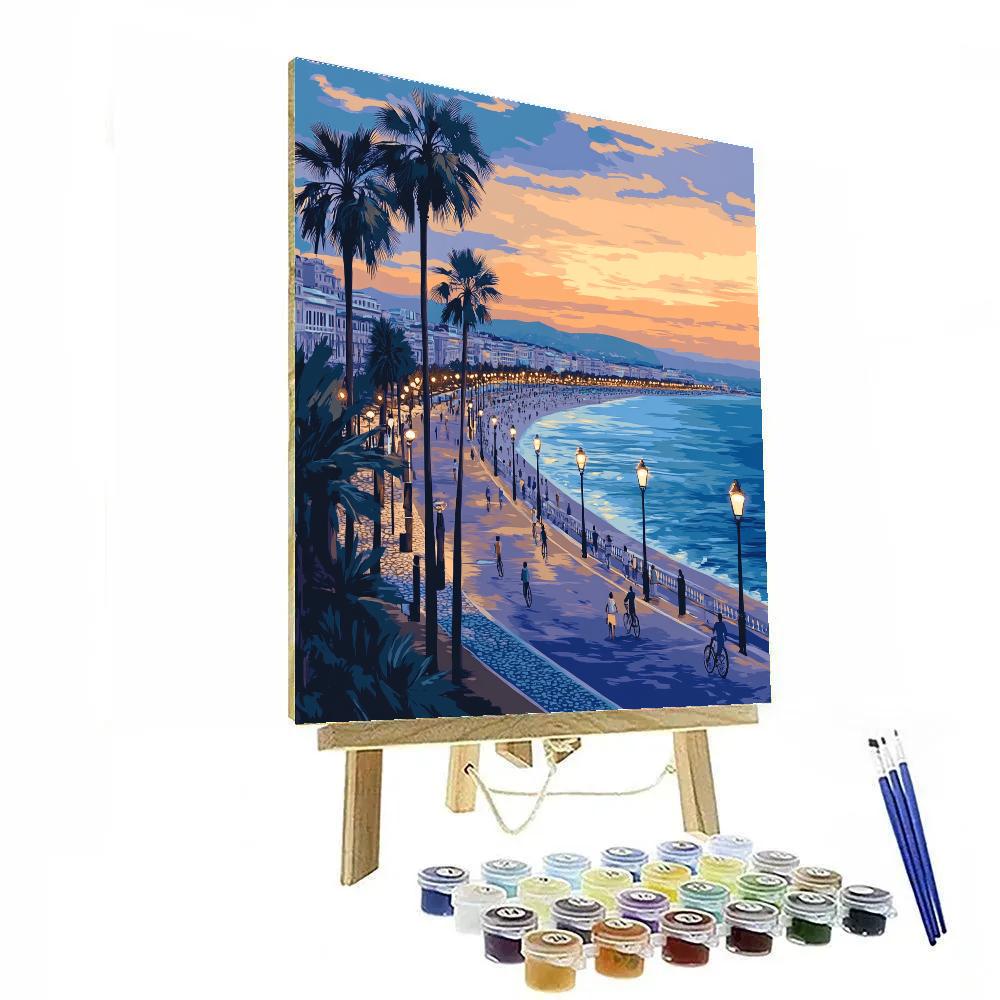 Seafront Promenade Of Nice France At Dusk paint by number