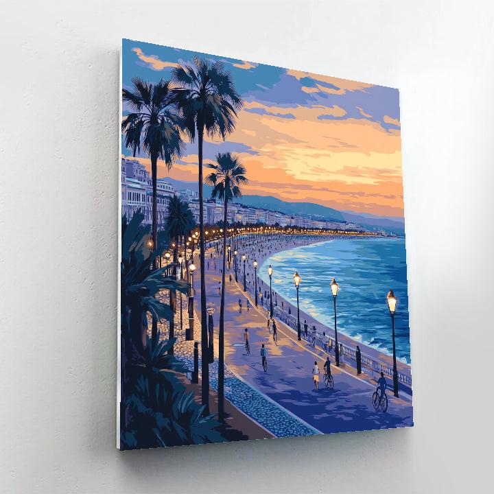 Seafront Promenade Of Nice France At Dusk paint by number