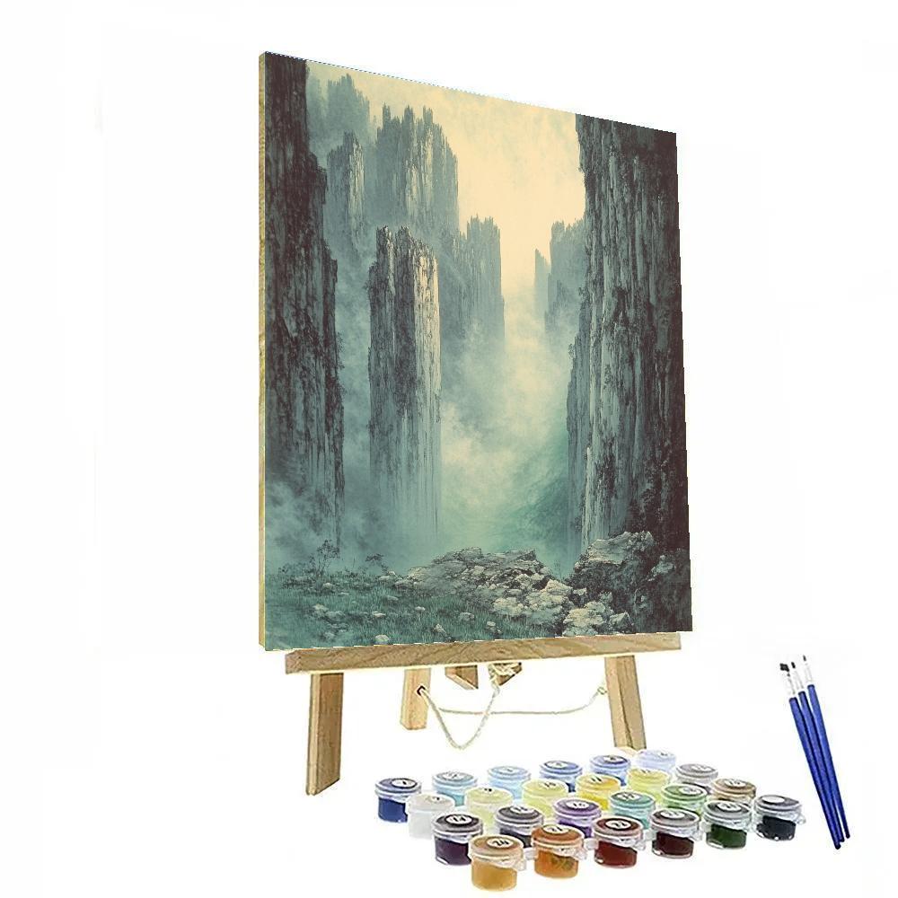 Zhao Mengfu Inspired Mist Over Empty Mountain Pass Number painting