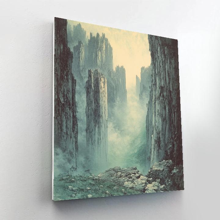 Zhao Mengfu Inspired Mist Over Empty Mountain Pass Number painting