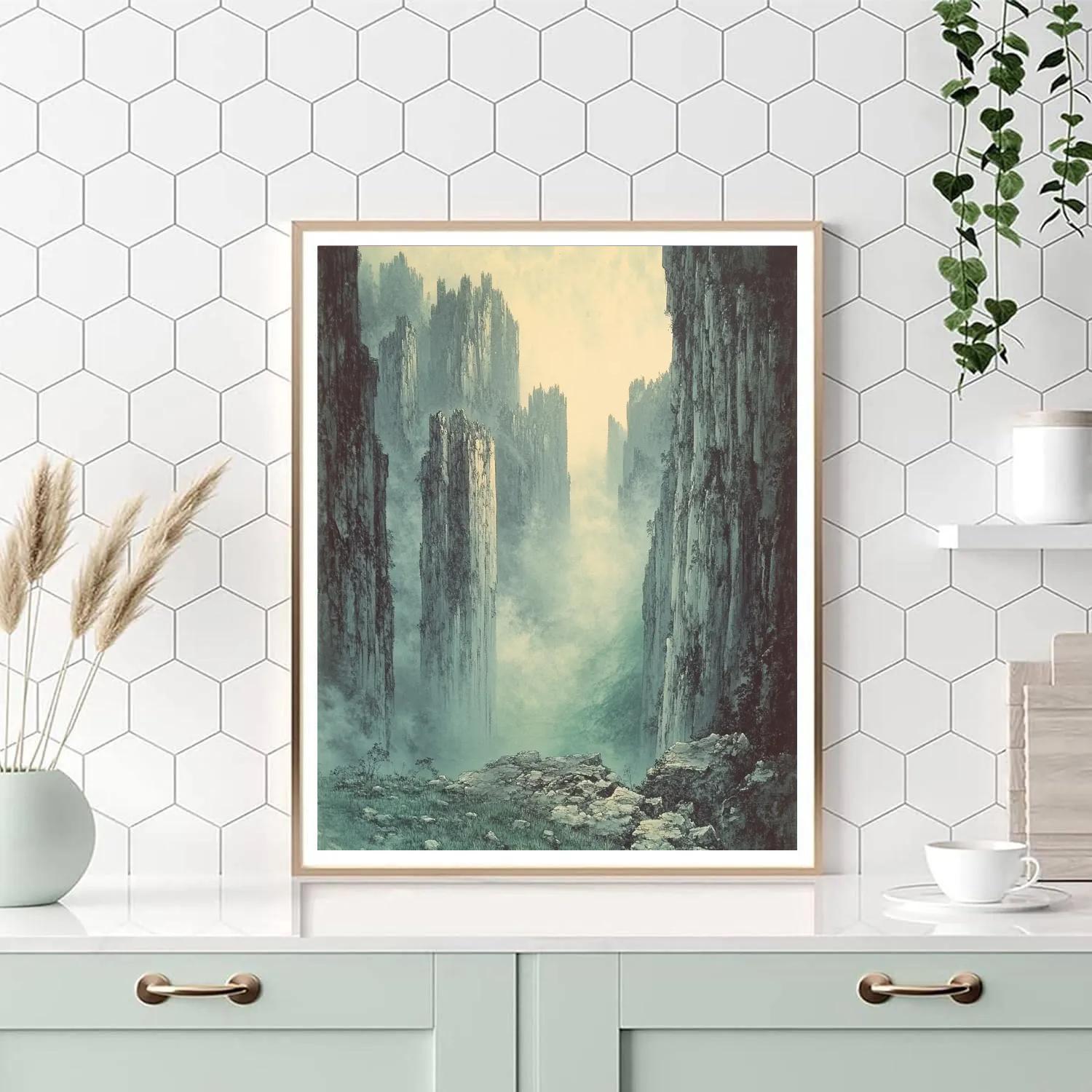 Zhao Mengfu Inspired Mist Over Empty Mountain Pass Number painting