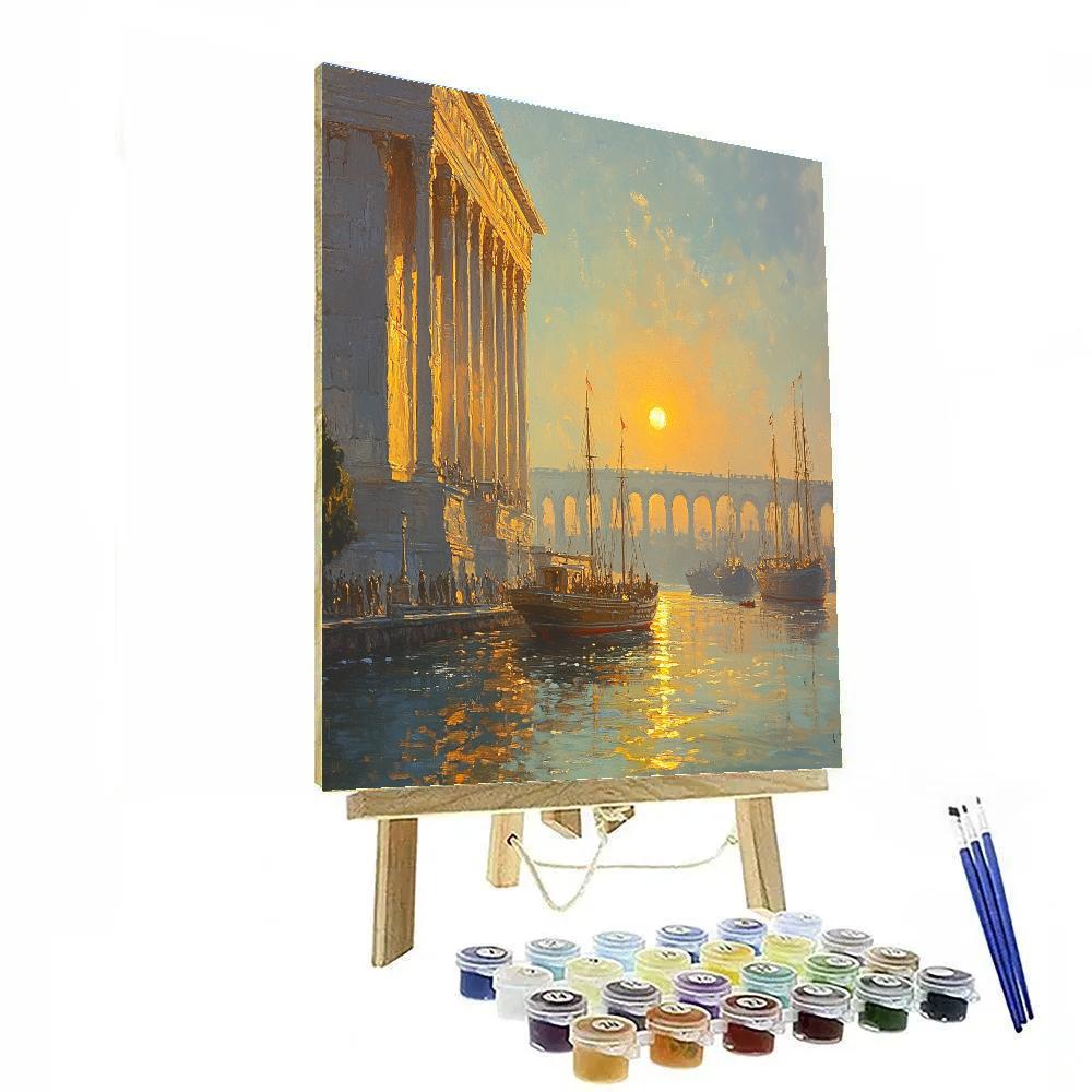 Claude Lorrain Inspired Sunrise Harbor Paint by numbers kits