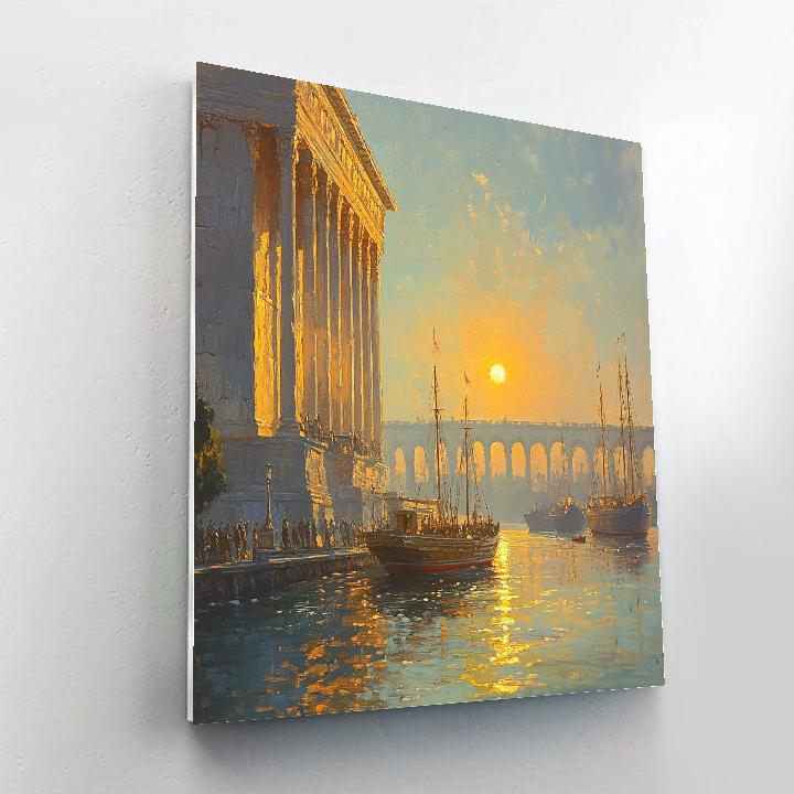 Claude Lorrain Inspired Sunrise Harbor Paint by numbers kits