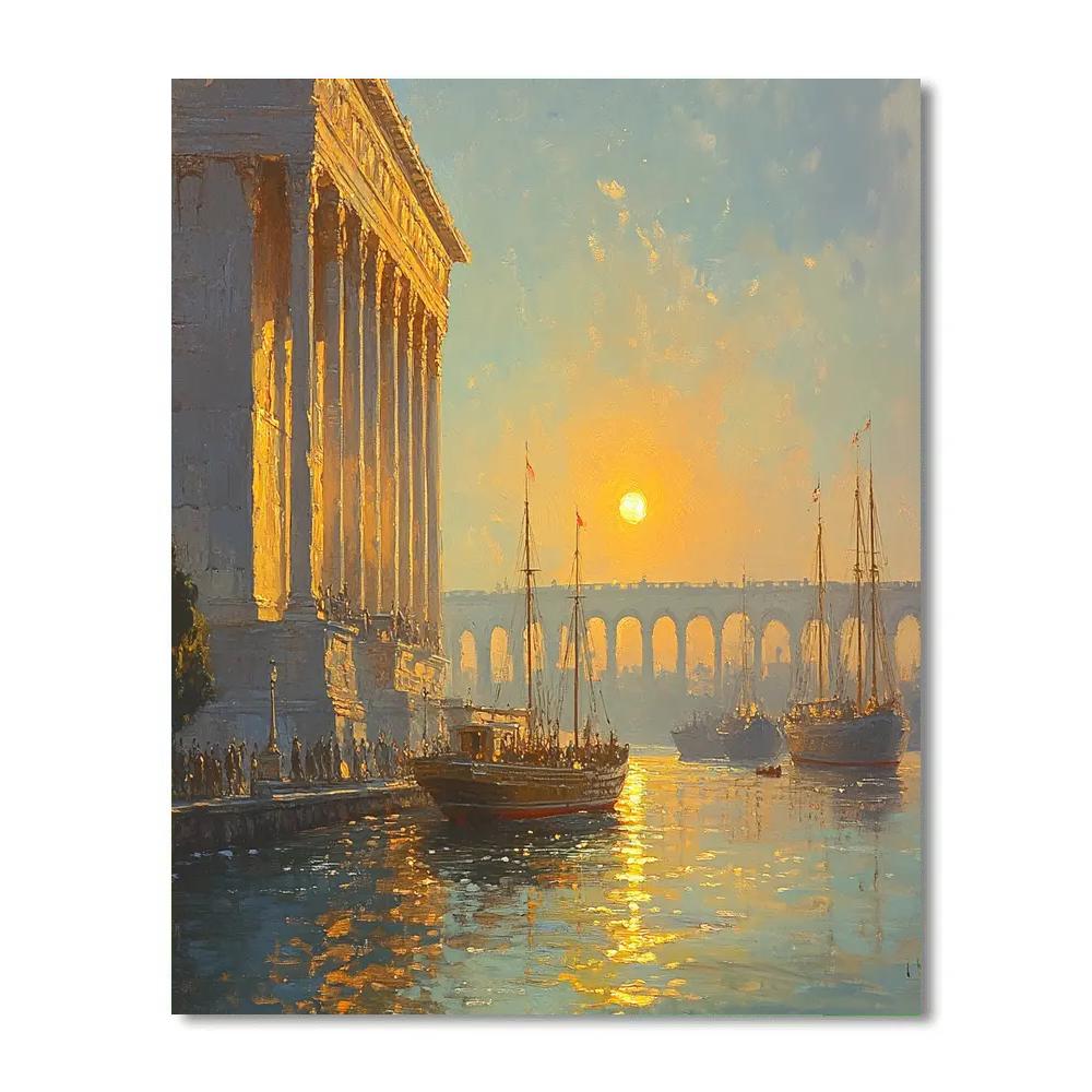 Claude Lorrain Inspired Sunrise Harbor Paint by numbers kits