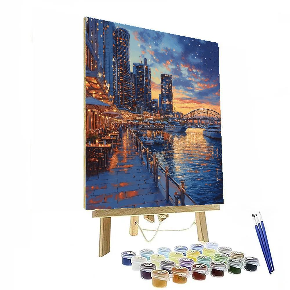Skyline Reflection At Darling Harbour Sydney Australia painting number kit