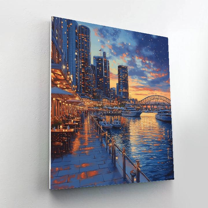 Skyline Reflection At Darling Harbour Sydney Australia painting number kit