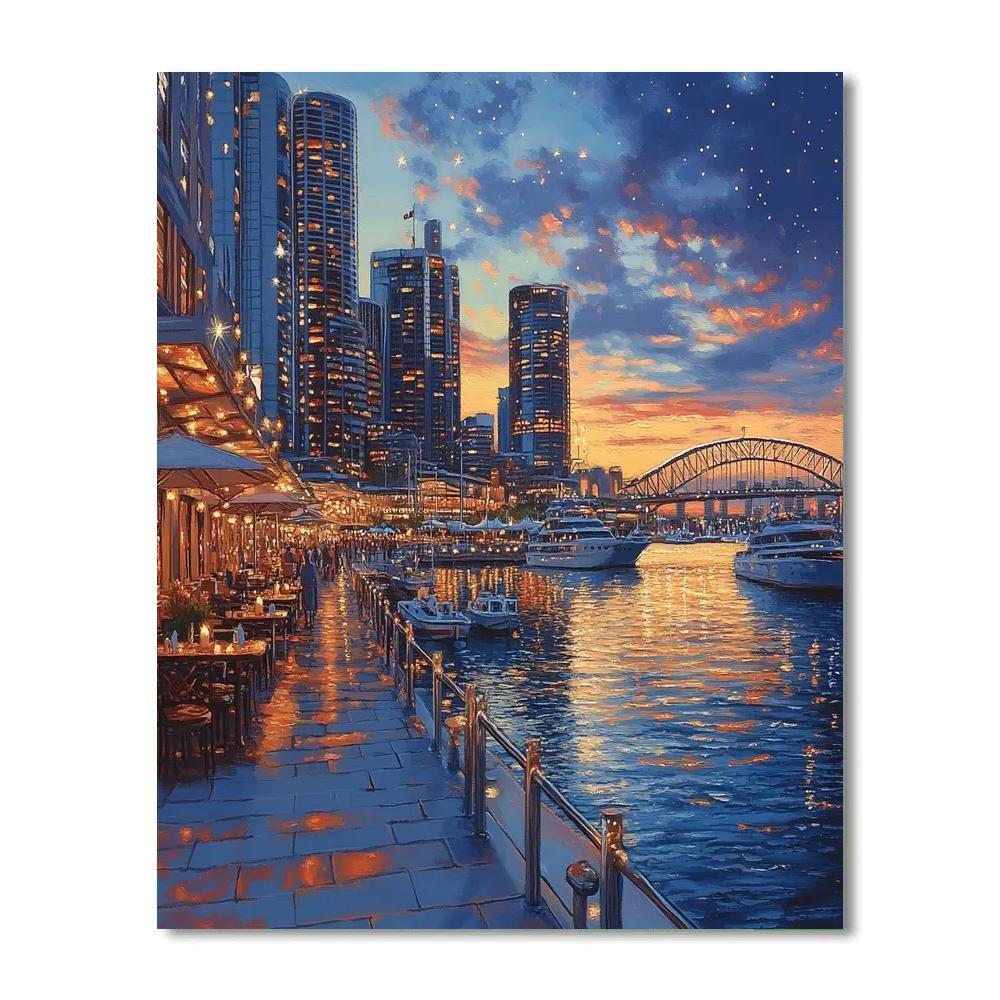 Skyline Reflection At Darling Harbour Sydney Australia painting number kit