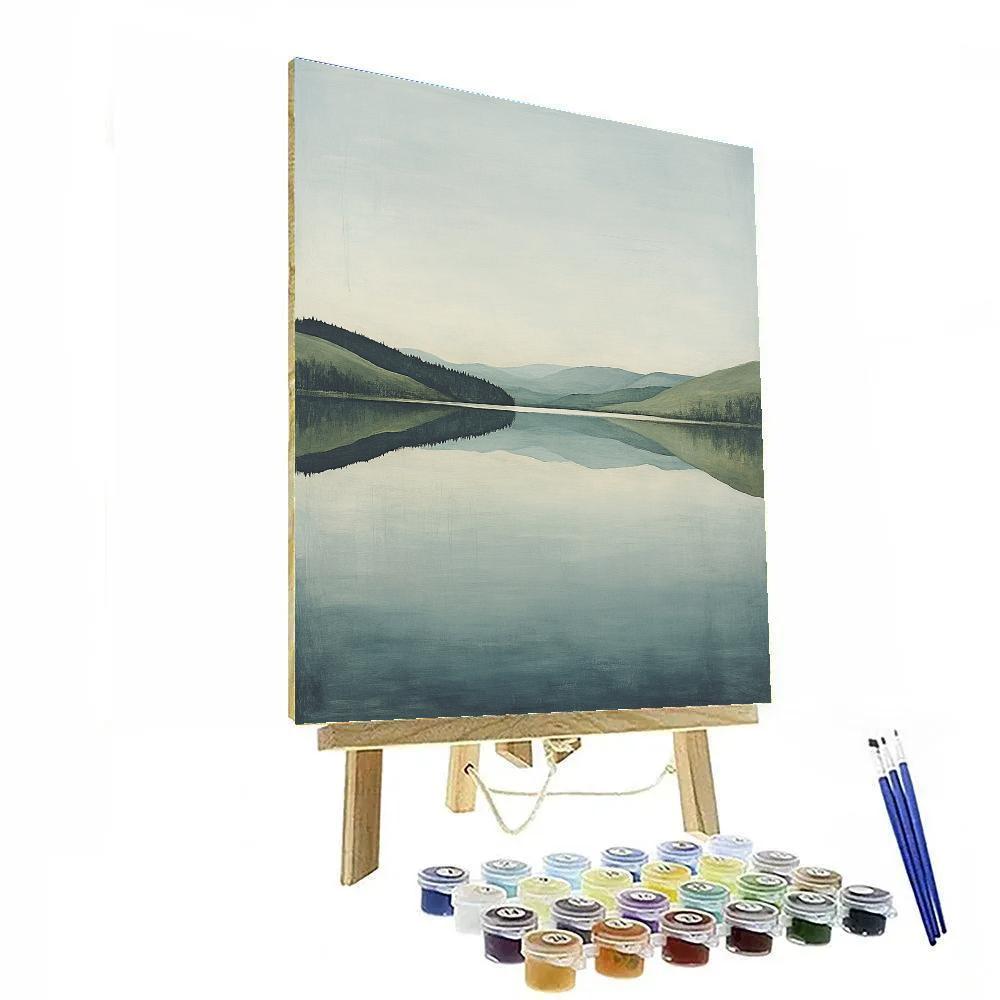 Leonardo Da Vinci Inspired Mirror Lake At Dusk Numbered painting kits