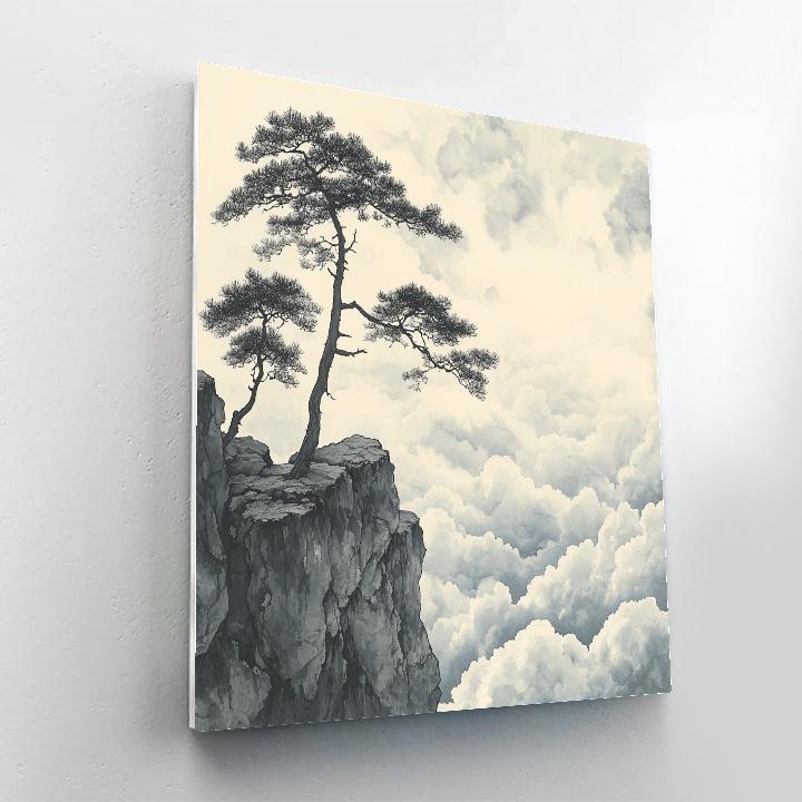 Zhao Mengfu Inspired Pines Whispering In Cloud Sea Paint by numbers art