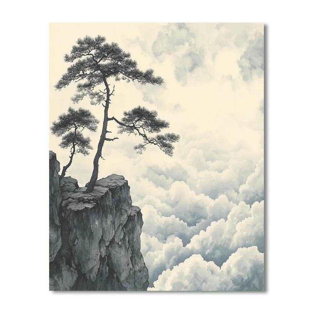 Zhao Mengfu Inspired Pines Whispering In Cloud Sea Paint by numbers art