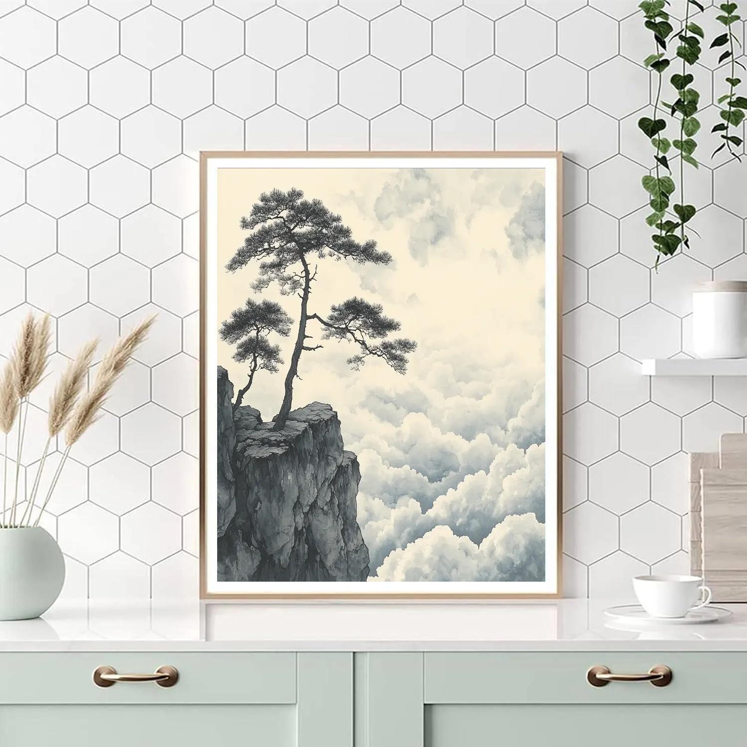 Zhao Mengfu Inspired Pines Whispering In Cloud Sea Paint by numbers art