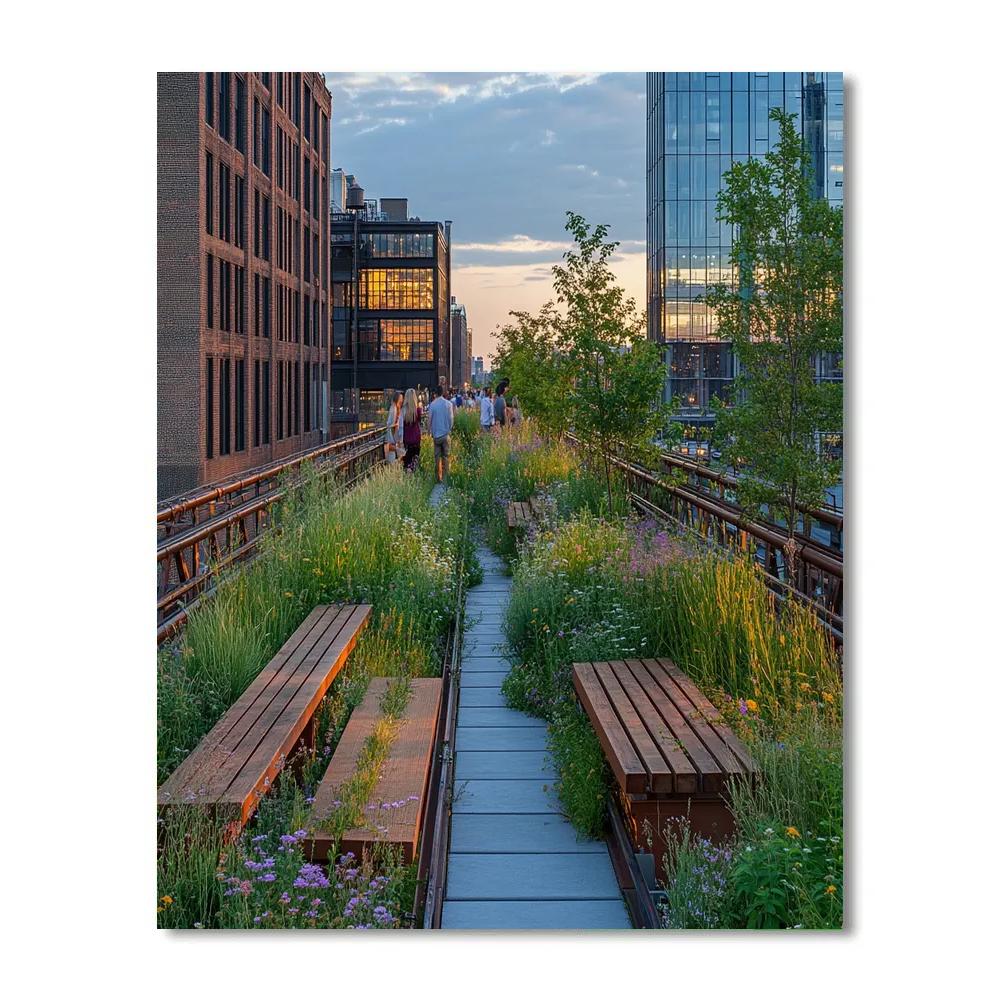 High Line Garden Path New York United States painting number kit