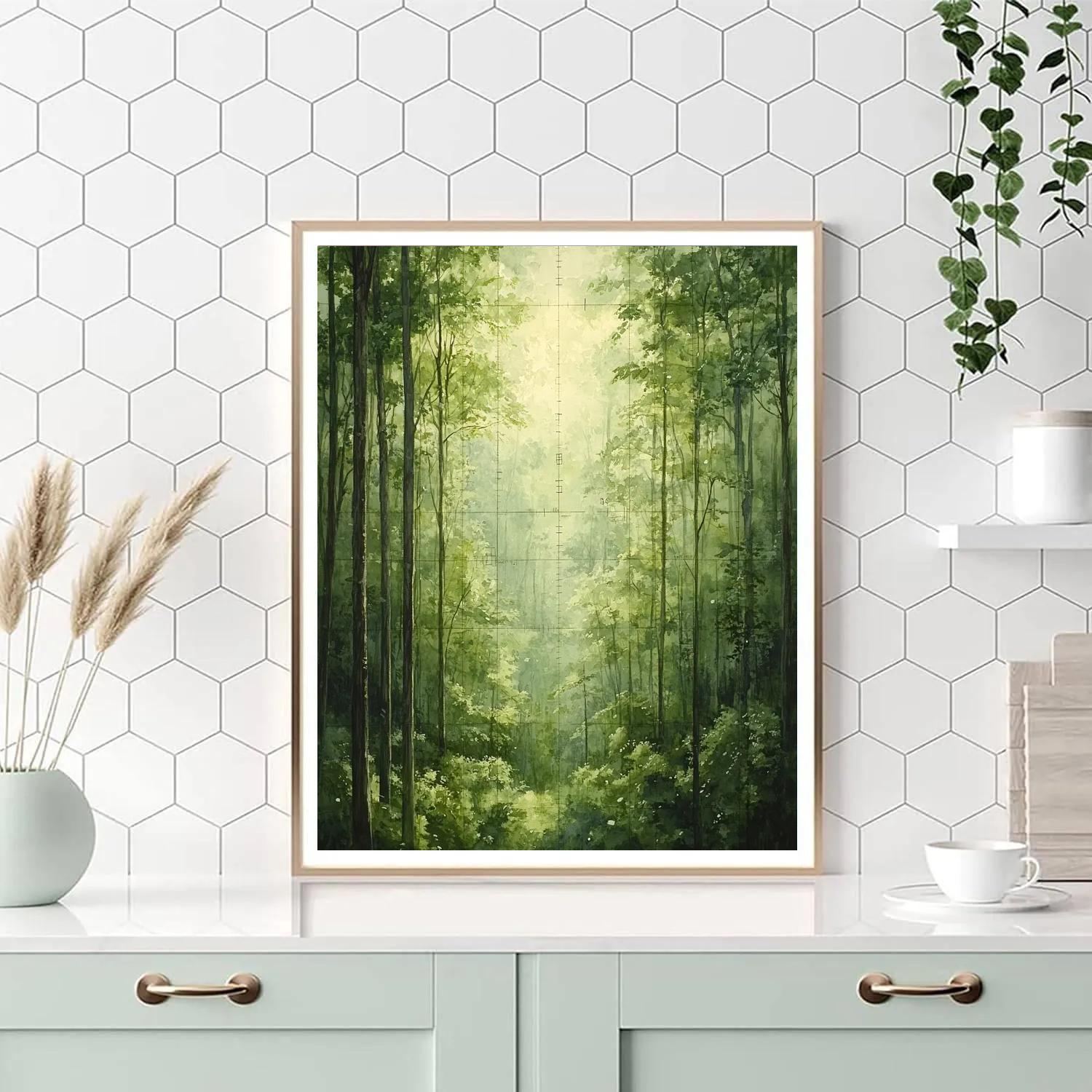 Leonardo Da Vinci Inspired Whispering Rainforest Canopy Number painting