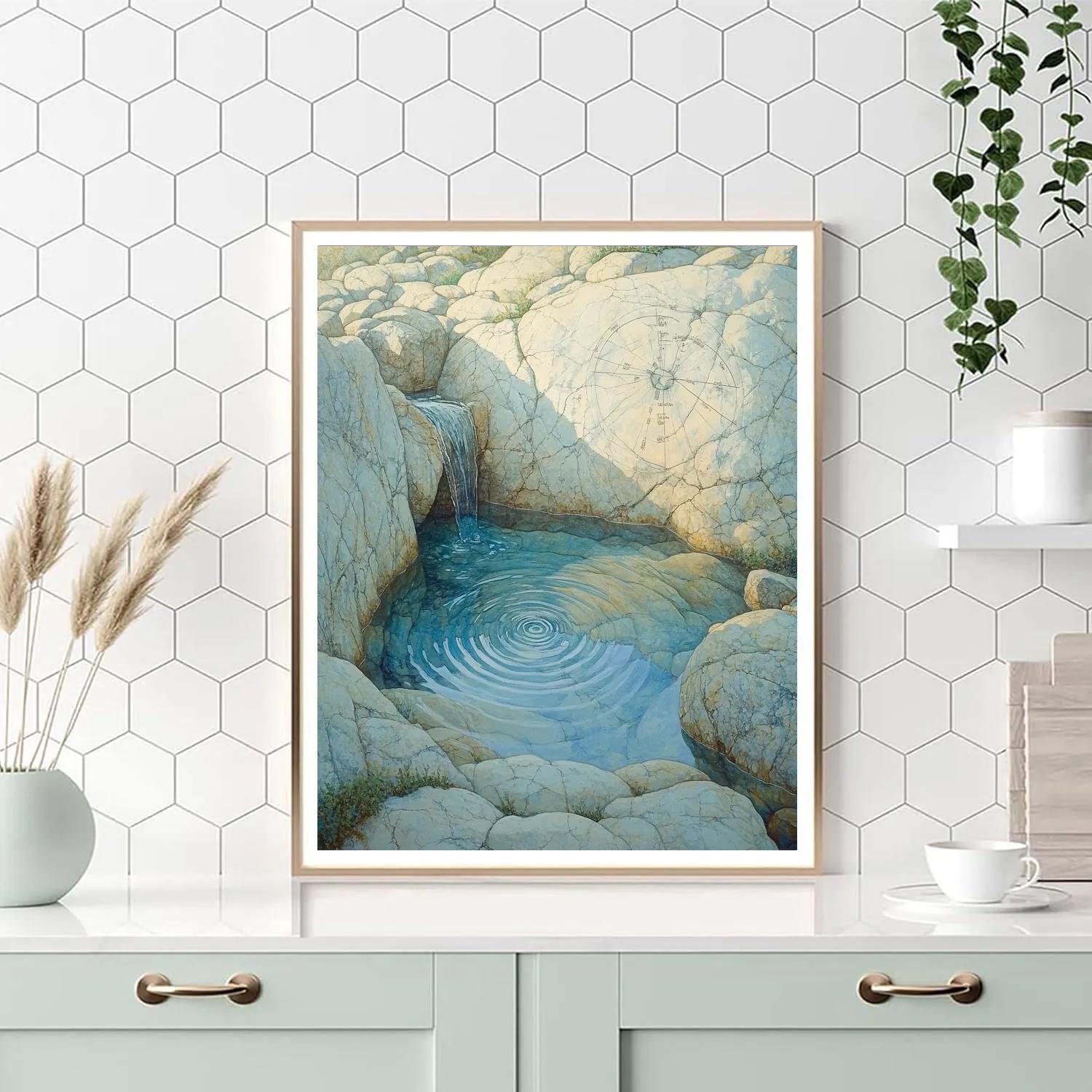Leonardo Da Vinci Inspired Crystalline Mountain Spring Numbered painting kits