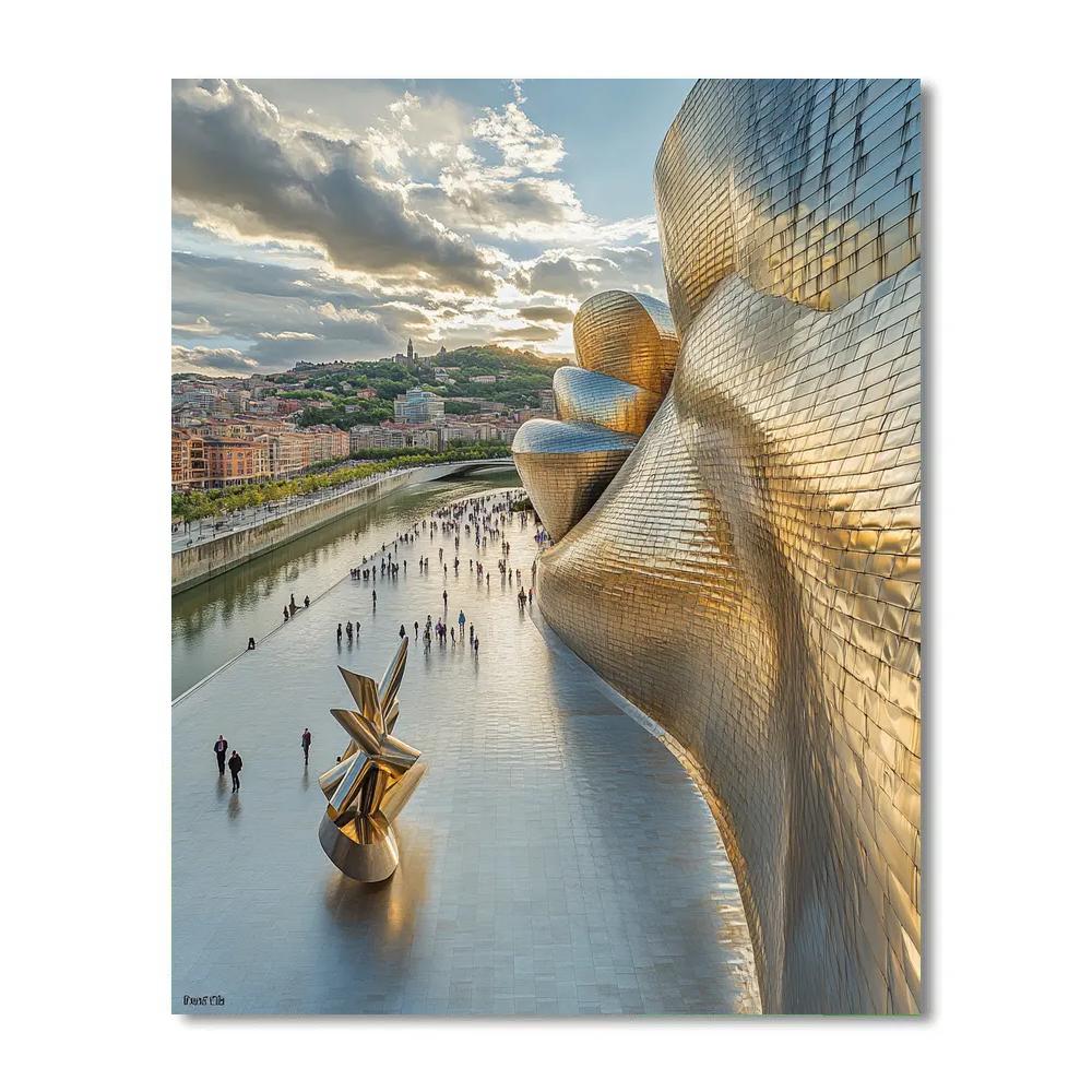 Curving Facade Of Guggenheim Museum Bilbao Spain Paint by numbers art
