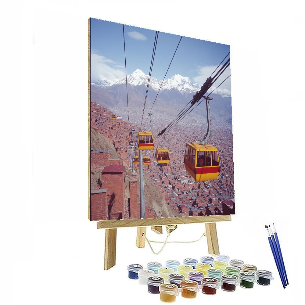 Cable Cars Above La Paz Bolivia Painting by numbers kit