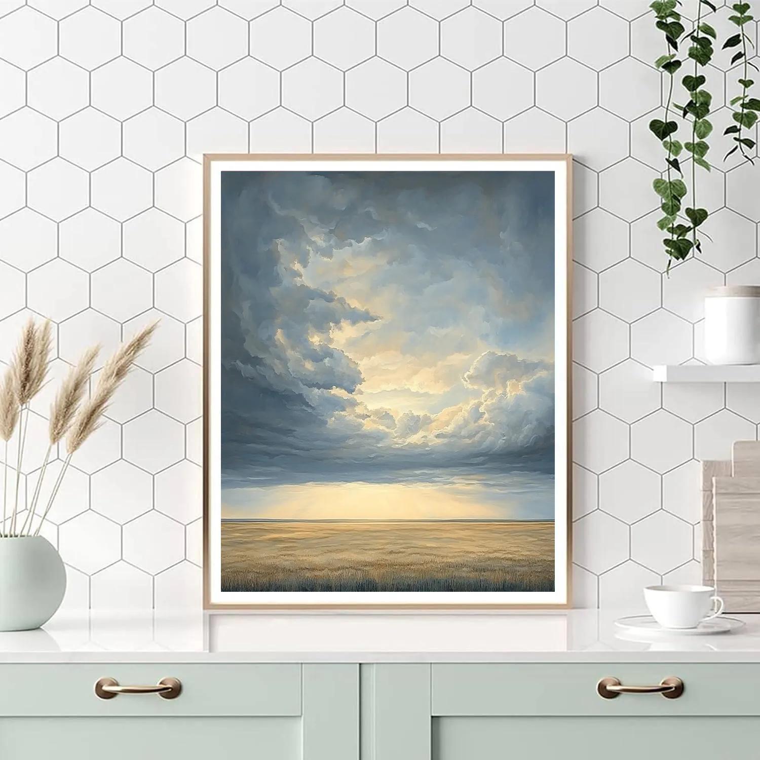 Leonardo Da Vinci Inspired Storm Light Over Plain paint by color