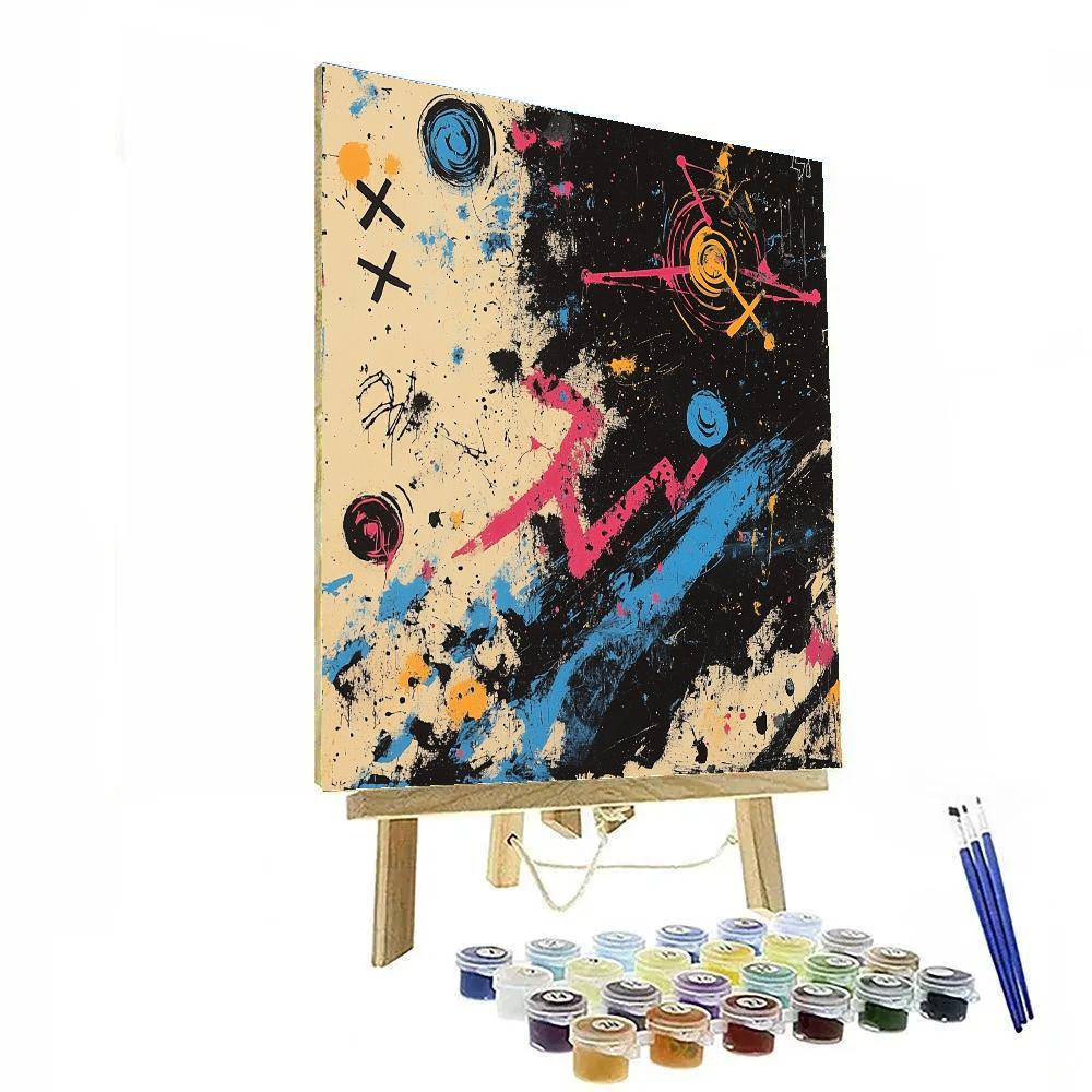Jean-Michel Basquiat Inspired Cosmic Inner Chaos paint by color