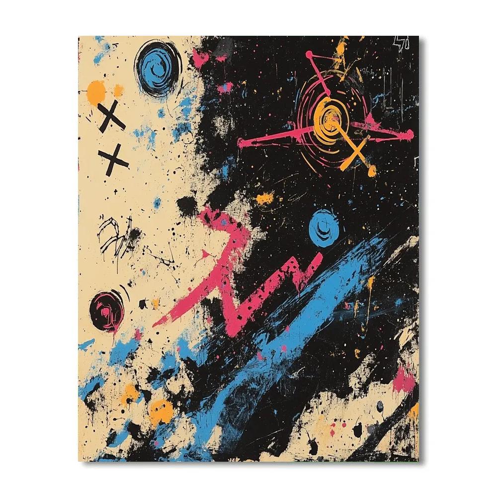 Jean-Michel Basquiat Inspired Cosmic Inner Chaos paint by color