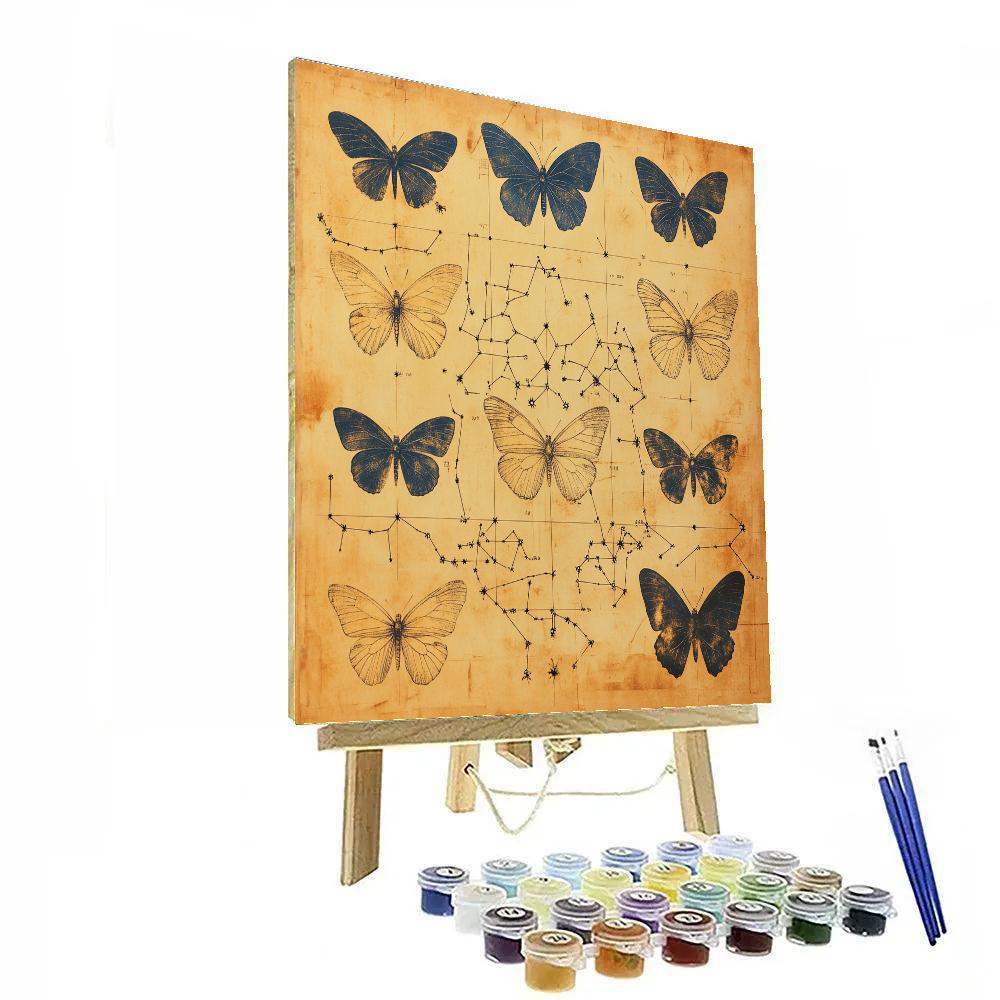 Leonardo Da Vinci Inspired Constellation Of Butterflies paint by number