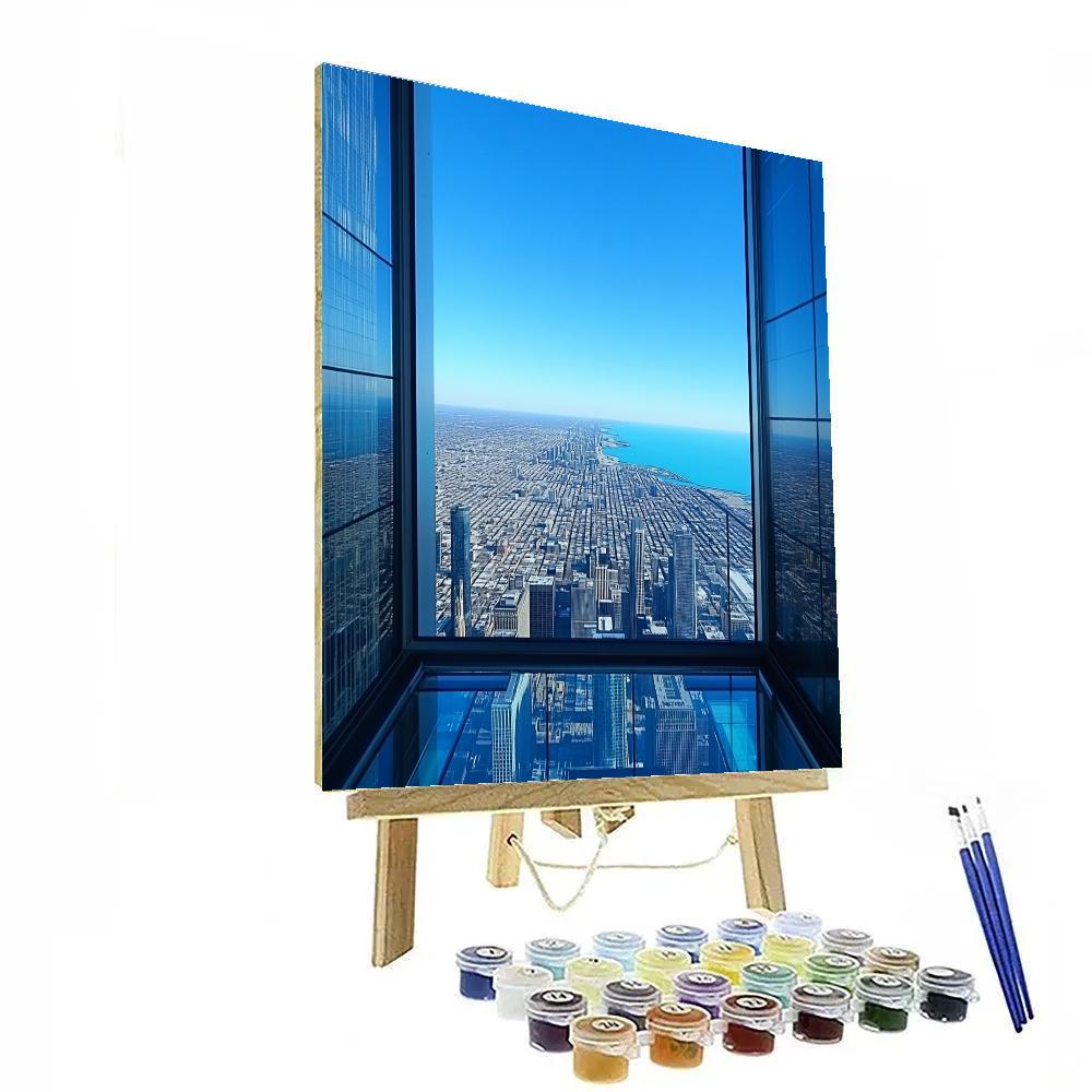 Skyline From Skydeck Chicago United States Numbered painting kits