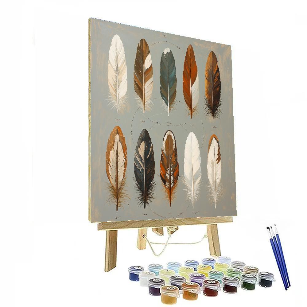 Leonardo Da Vinci Inspired Avian Feathers In Orbit painting number kit