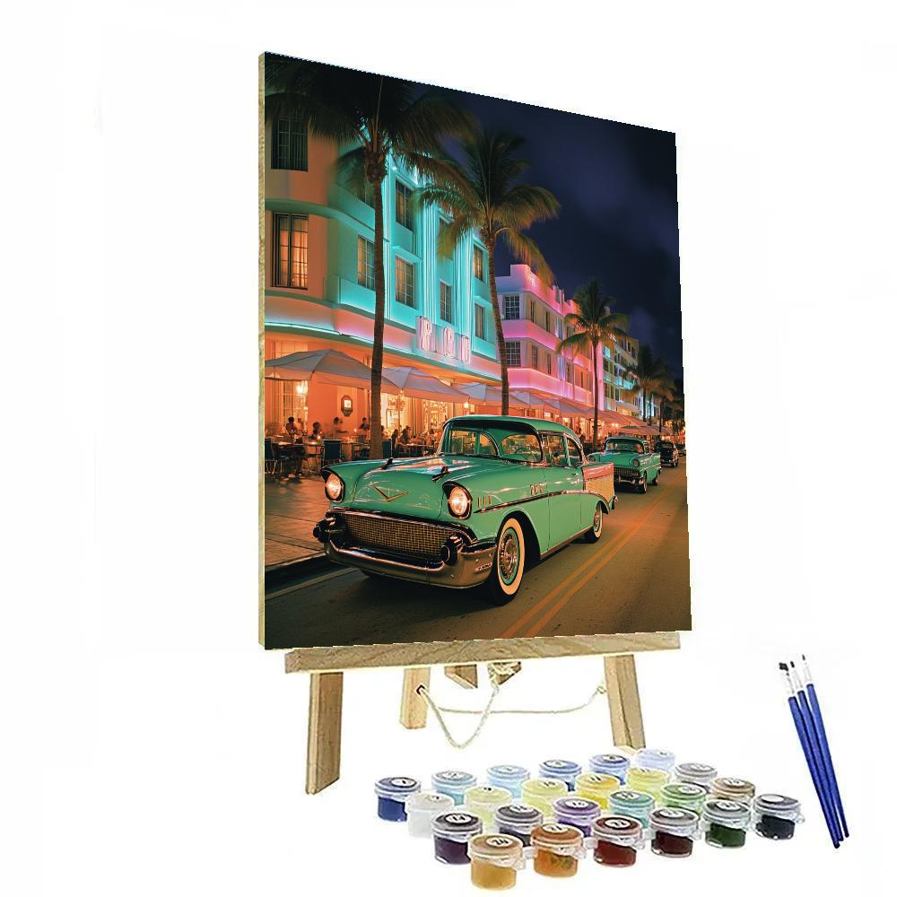 Ocean Drive Art Deco Glow Miami Beach United States paint by numbers