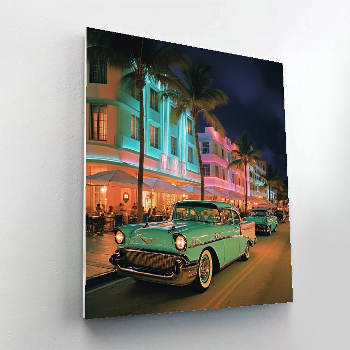Ocean Drive Art Deco Glow Miami Beach United States paint by numbers
