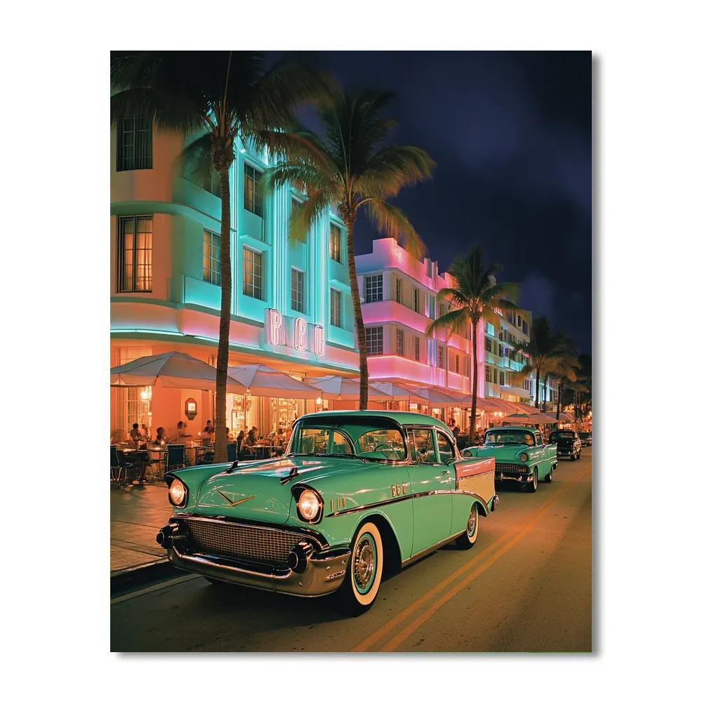 Ocean Drive Art Deco Glow Miami Beach United States paint by numbers