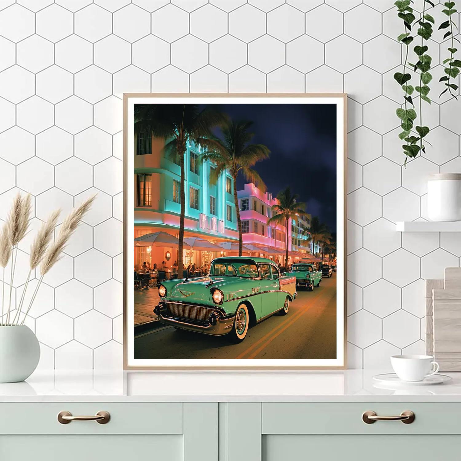 Ocean Drive Art Deco Glow Miami Beach United States paint by numbers