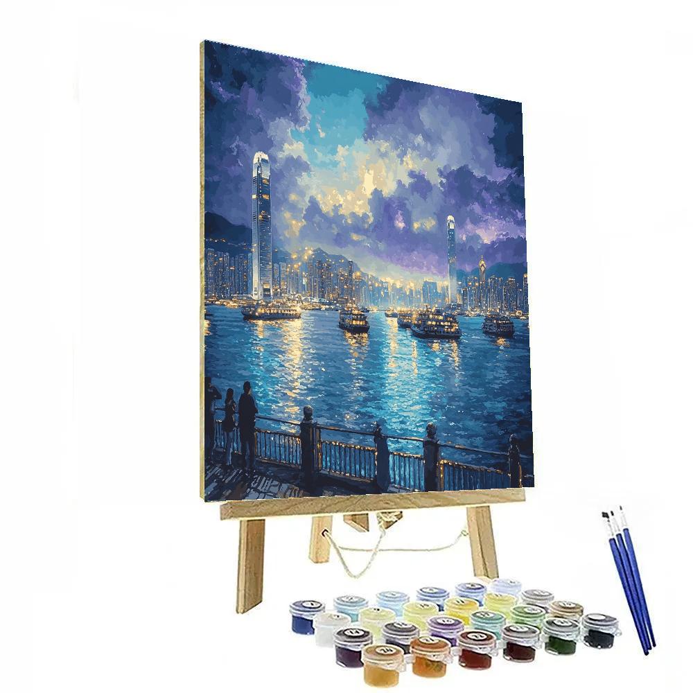 Harbor View From Victoria Harbour Promenade Hong Kong China Paint by numbers art