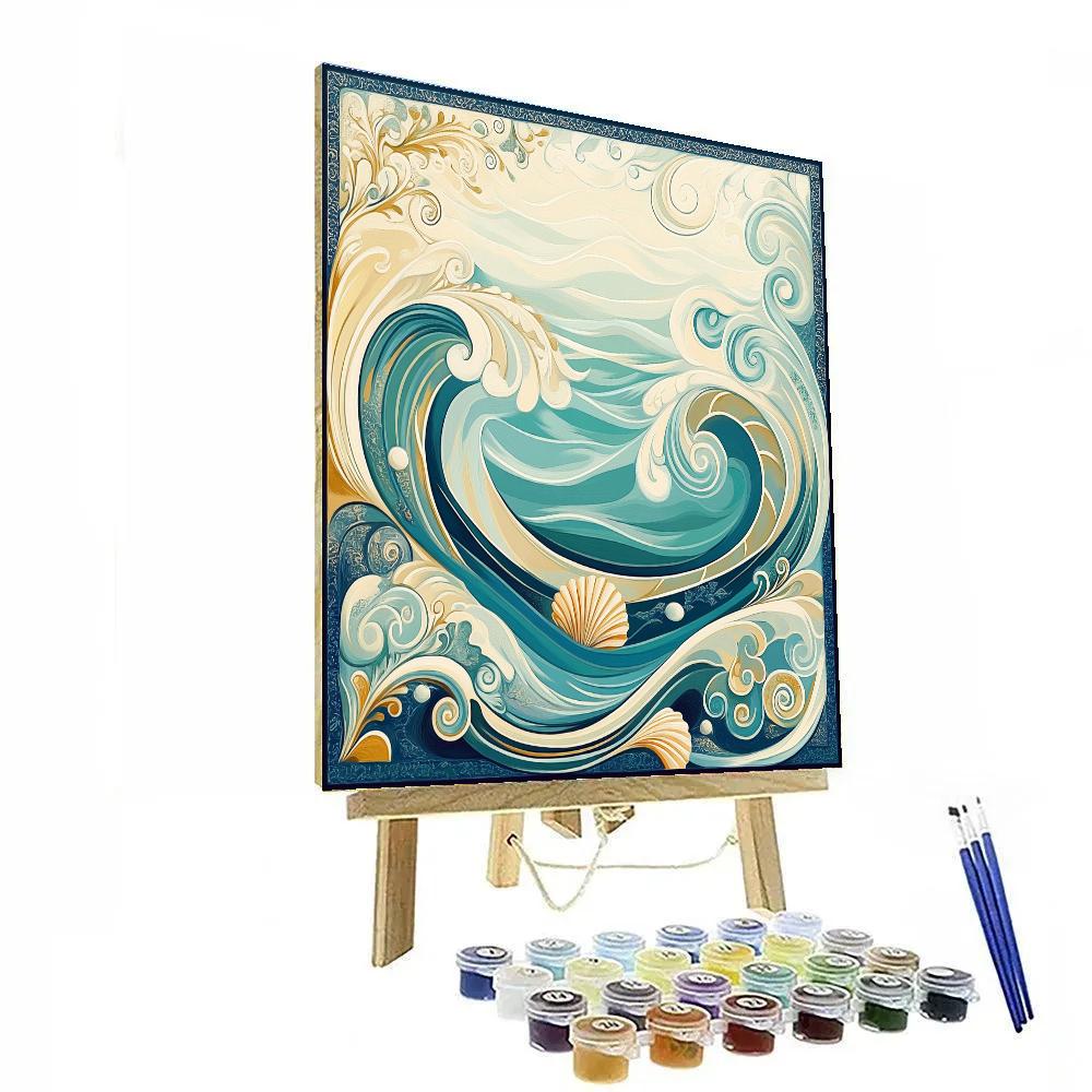 Alphonse Mucha Inspired Symphony Of Ocean Waves DIY paint by numbers
