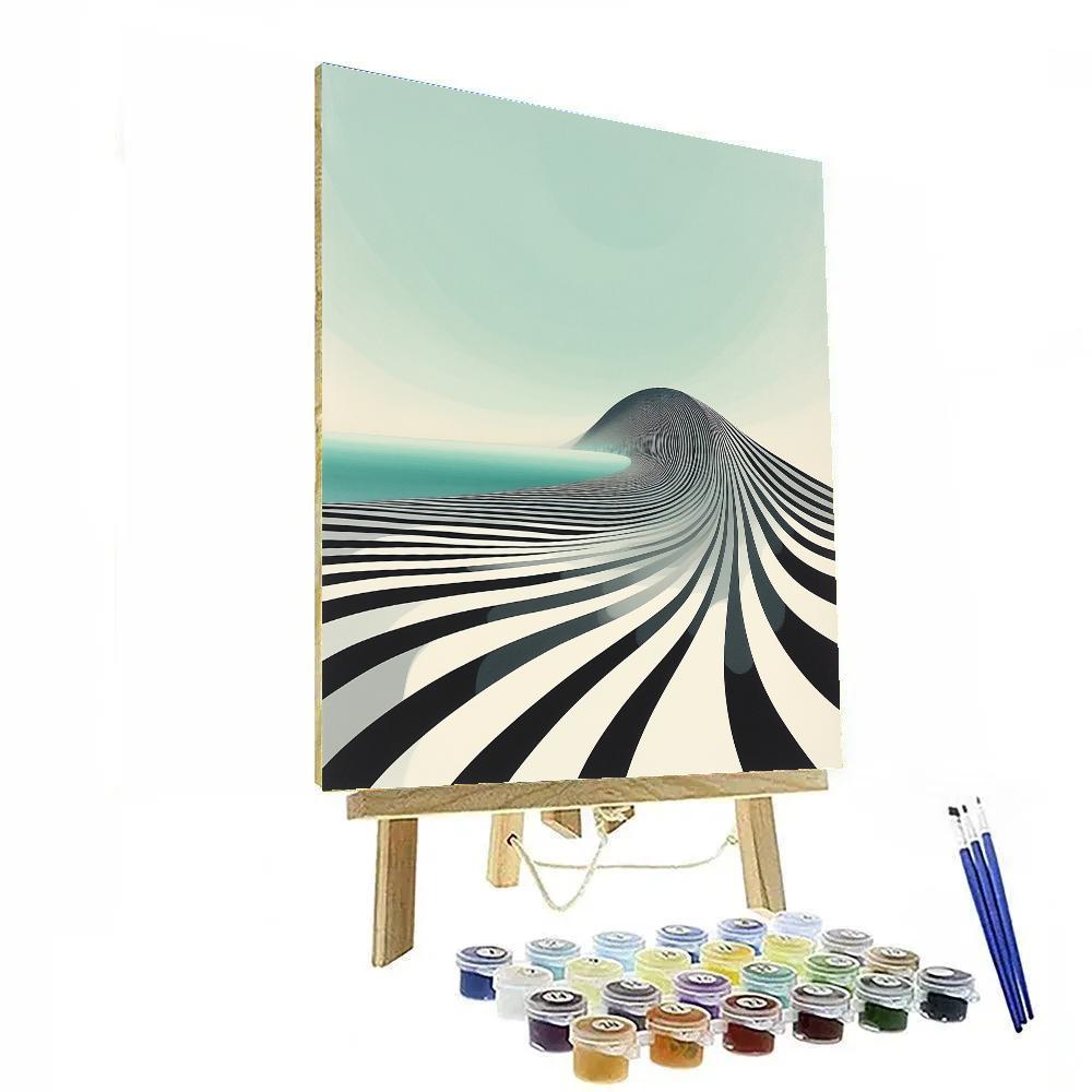 M.C. Escher Inspired Paradoxical Wave Grid Number painting