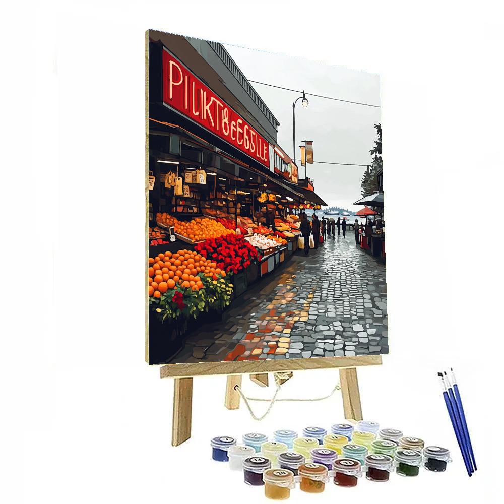 Morning Market On Pike Place Seattle United States Number painting