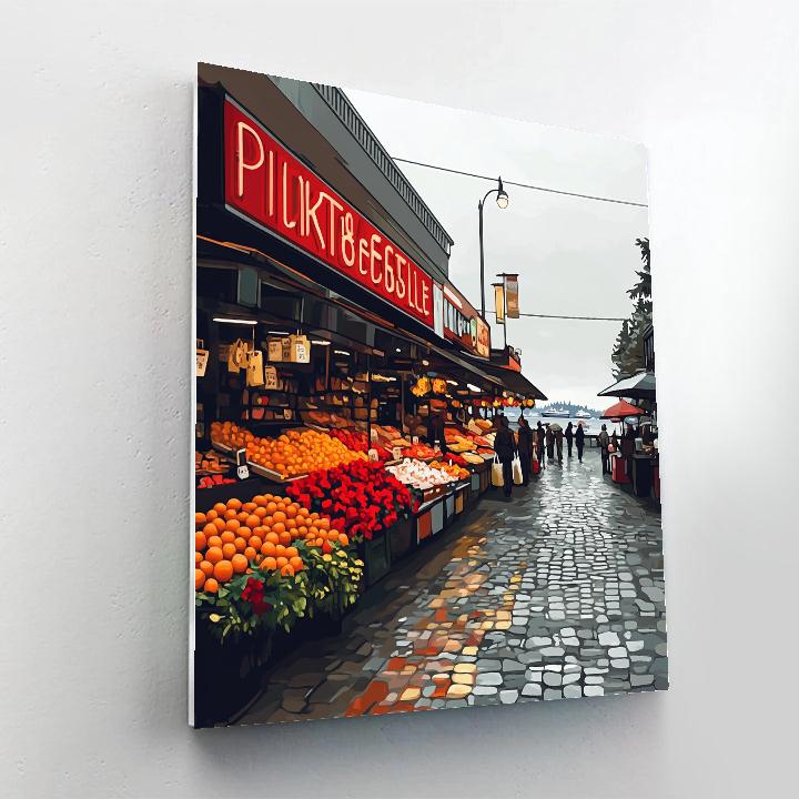 Morning Market On Pike Place Seattle United States Number painting