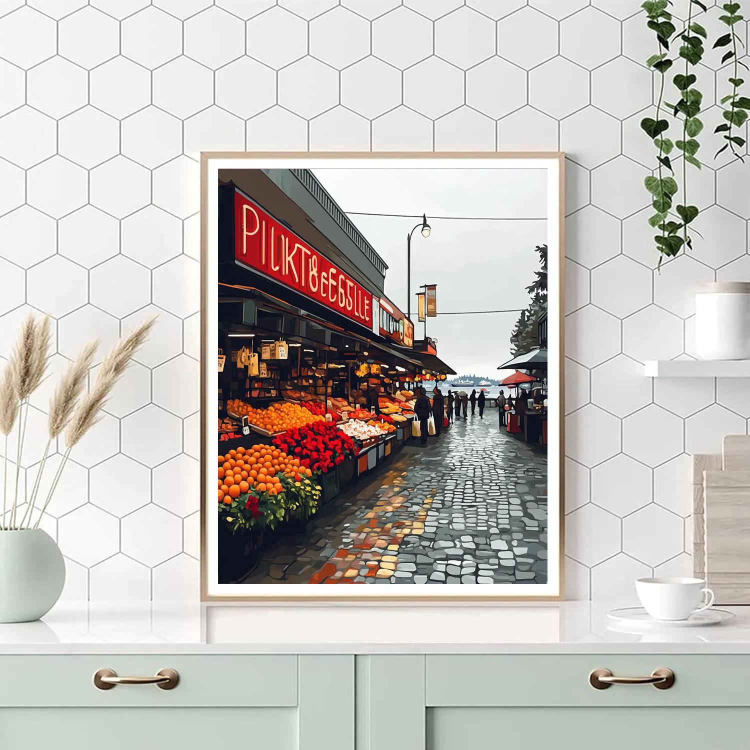 Morning Market On Pike Place Seattle United States Number painting