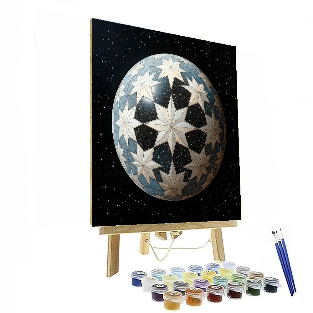 M.C. Escher Inspired Celestial Tessellation Sphere Paint by numbers art