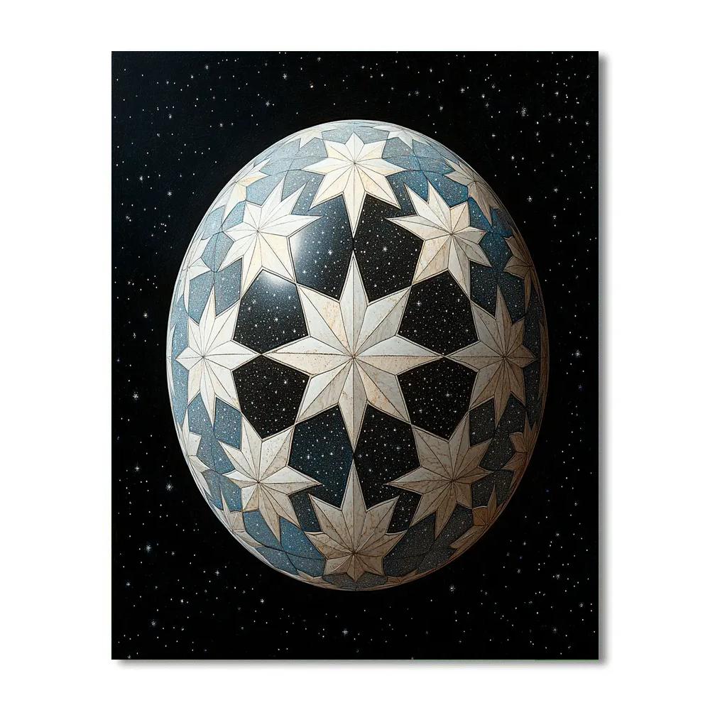 M.C. Escher Inspired Celestial Tessellation Sphere Paint by numbers art
