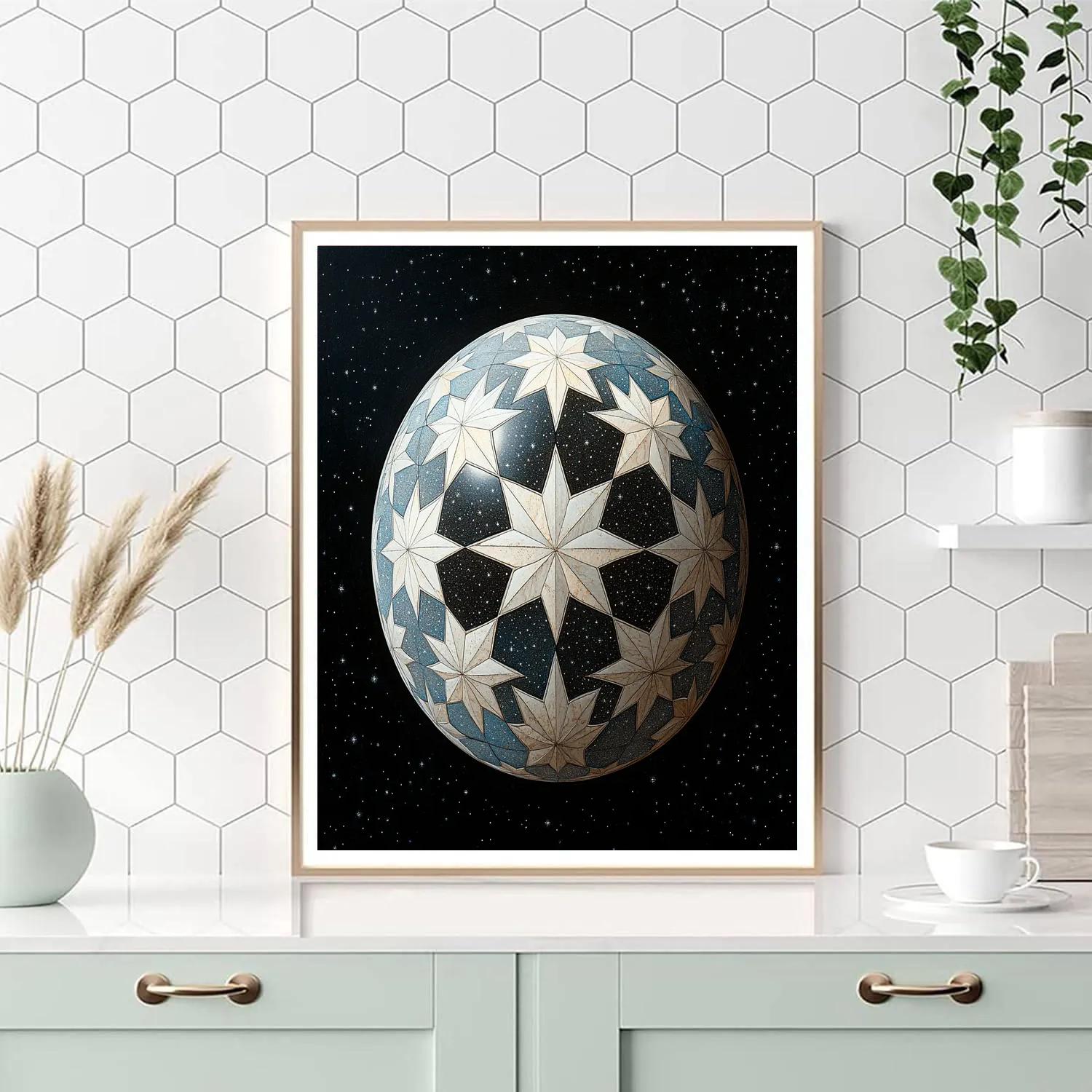M.C. Escher Inspired Celestial Tessellation Sphere Paint by numbers art
