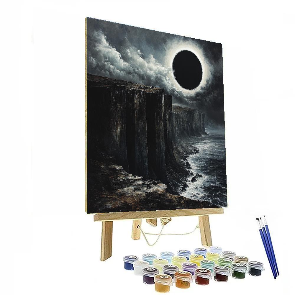 Francisco Goya Inspired Eclipse Over Crumbling Cliff paint by color