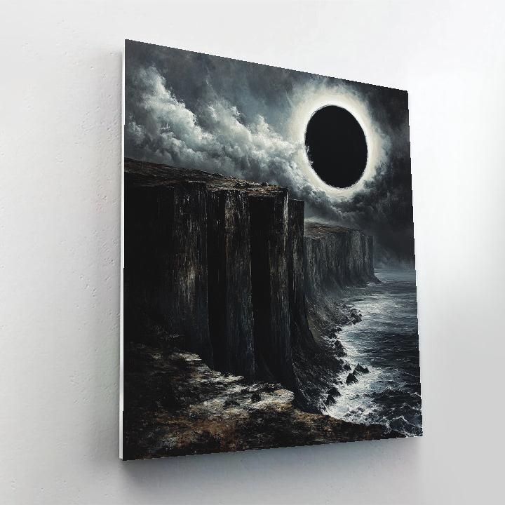 Francisco Goya Inspired Eclipse Over Crumbling Cliff paint by color