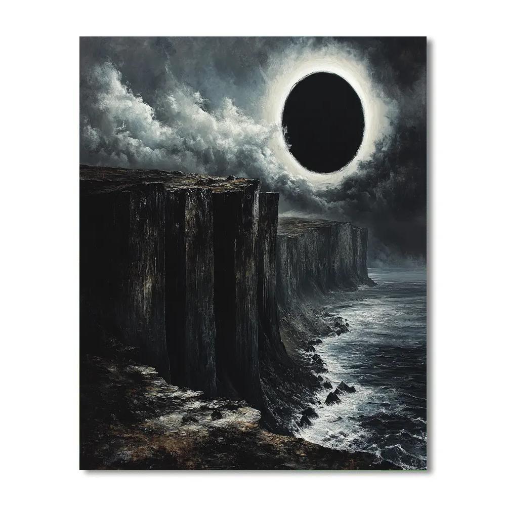 Francisco Goya Inspired Eclipse Over Crumbling Cliff paint by color