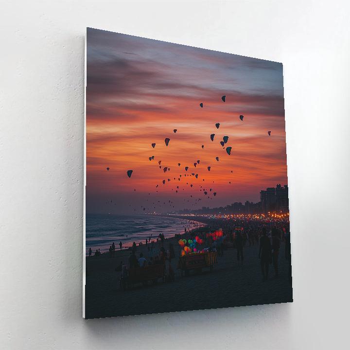 Sunset Silhouette At Marina Beach Chennai India paint by numbers