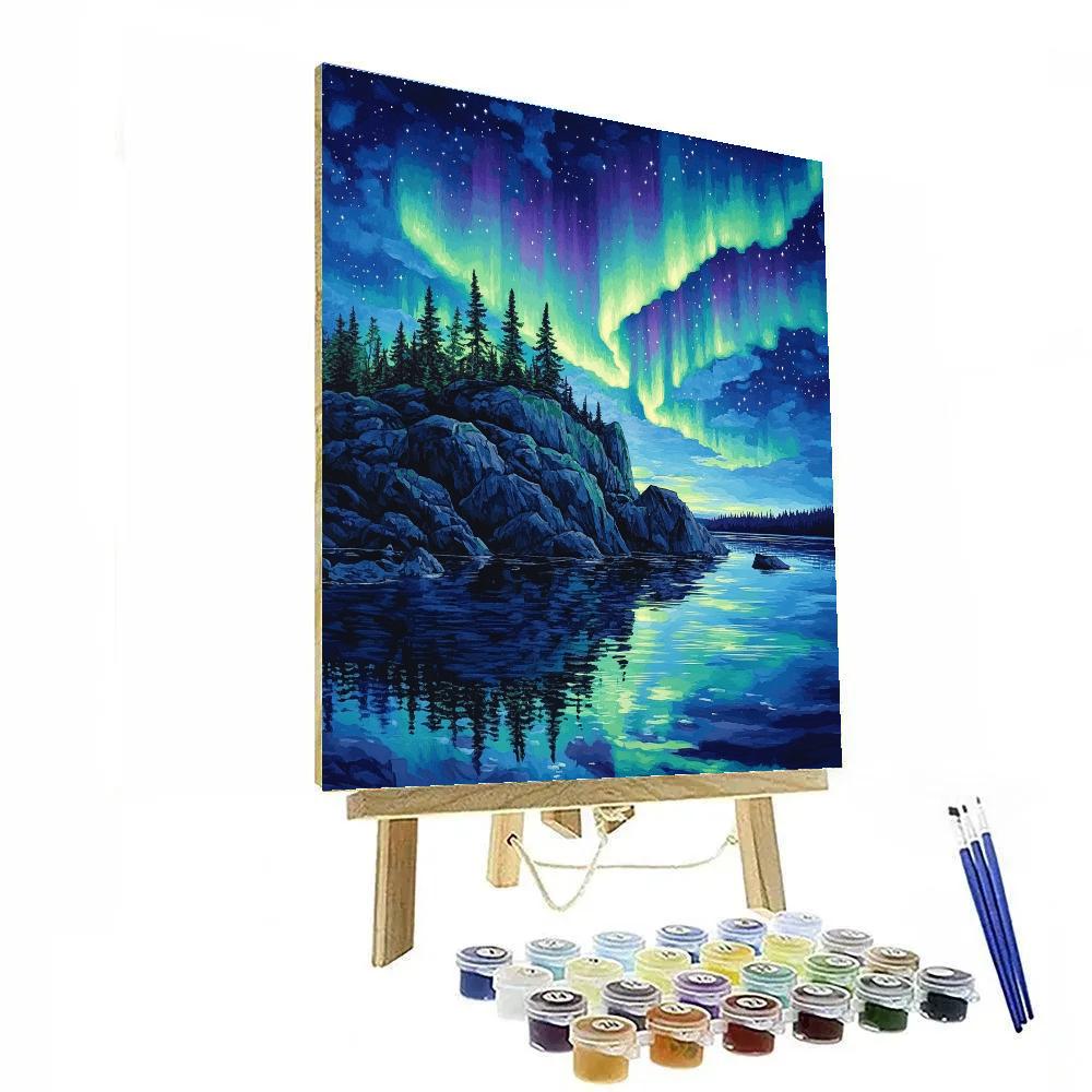 Franklin Carmichael Inspired Aurora Over Granite Headland painting number kit