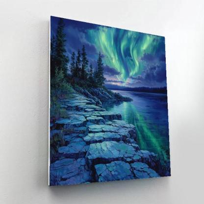 Frederick Varley Inspired Aurora Veil Over Granite Shoreline painting number kit