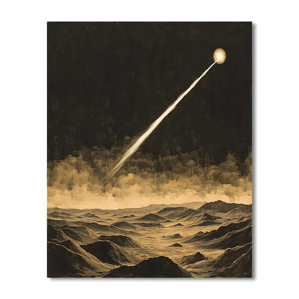 Francisco Goya Inspired Meteor Trail Above Barren Hills Paint by numbers kits