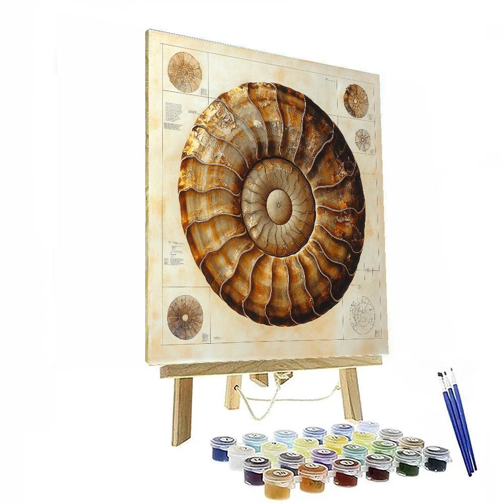 Leonardo Da Vinci Inspired Fossil Spiral Study paint by number